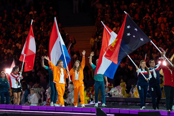 National teams, including PNG, represented by their flag bearers in the Closing Ceremony of the Paralympic Games Paris 2024.